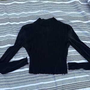 Sheer Mesh Shimmer Long Sleeve Crop Top